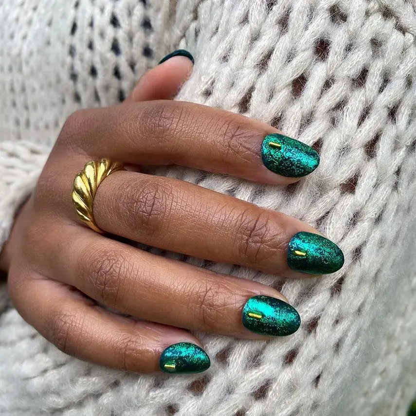 Metallic Green nails