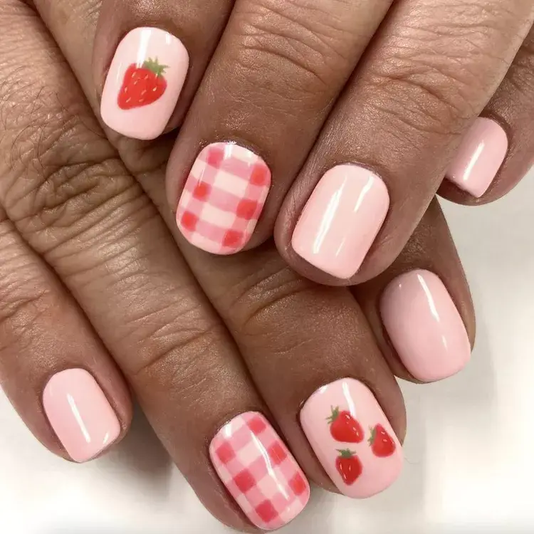 Square Nails Strawberry Fields