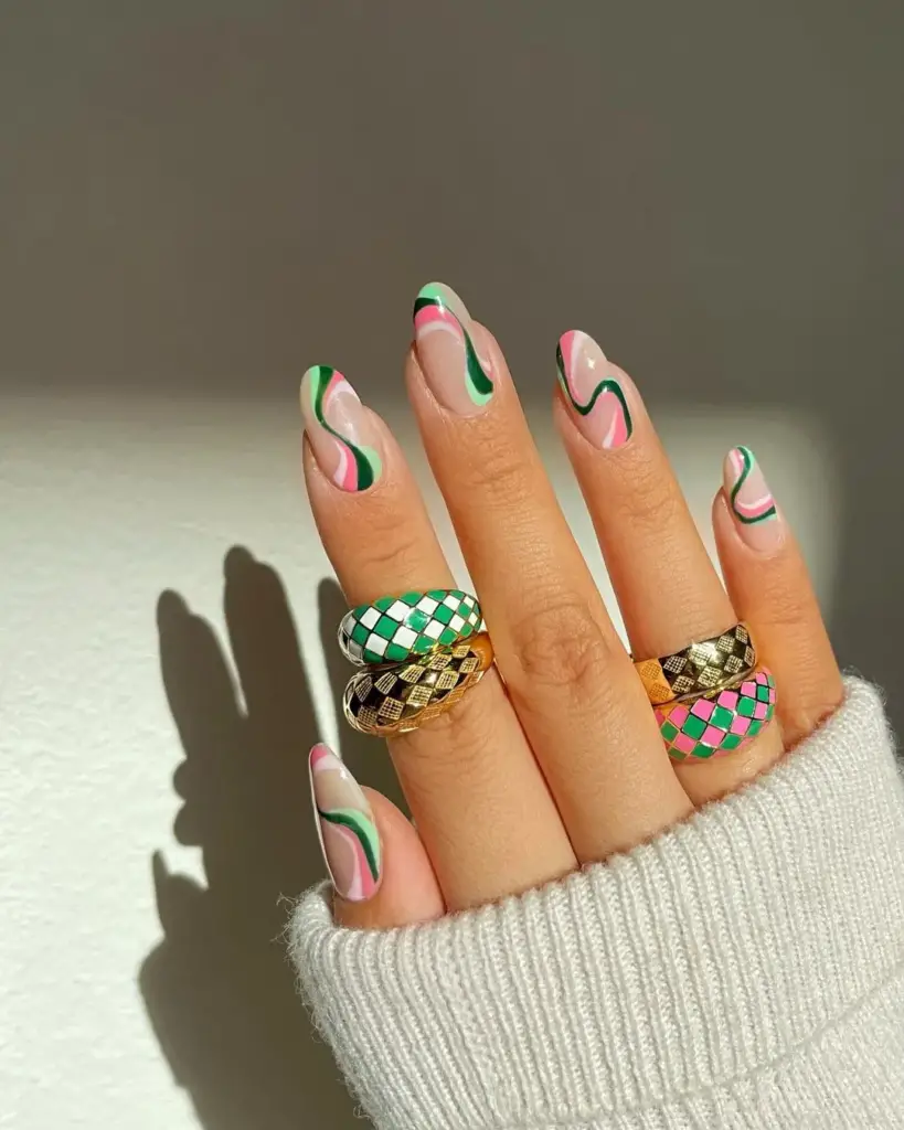 Psychedelic Swiggles Nails